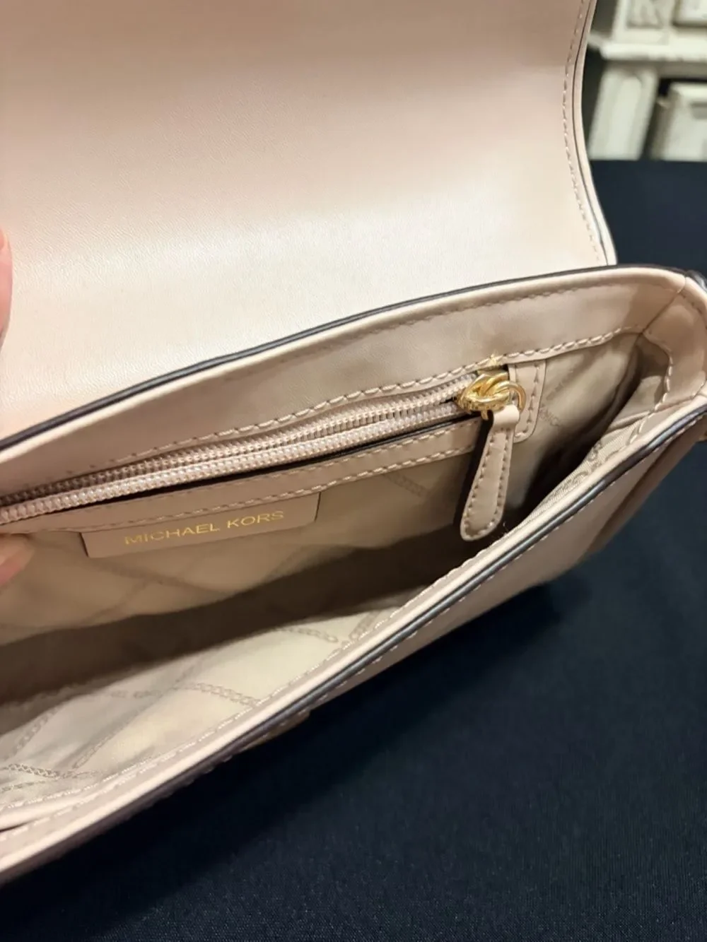 Michael Kors Cream Shoulder Bag with Gold Pyramid Studs Great Condition 11 by 7